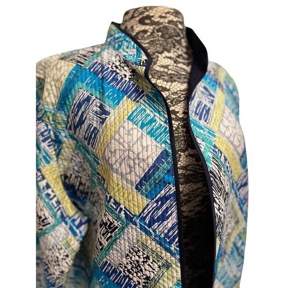 Alfred Dunner Jacket Blazer Blue Yellow Quilted Cottagecore Cabincore Plus 18 - Picture 4 of 12